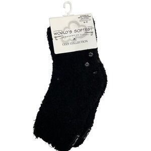 World's Softest Cozy Collection Black Fuzzy Socks Women's Shoe Size 6-11 NEW
